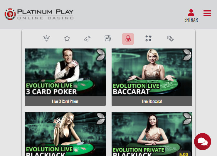 Platinum Play Casino Aplicativo Tablet